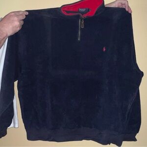 Men’s Polo By Ralph Lauren Fleece Quarter Zip Pullover, Size XXL,Color: Navy/Red